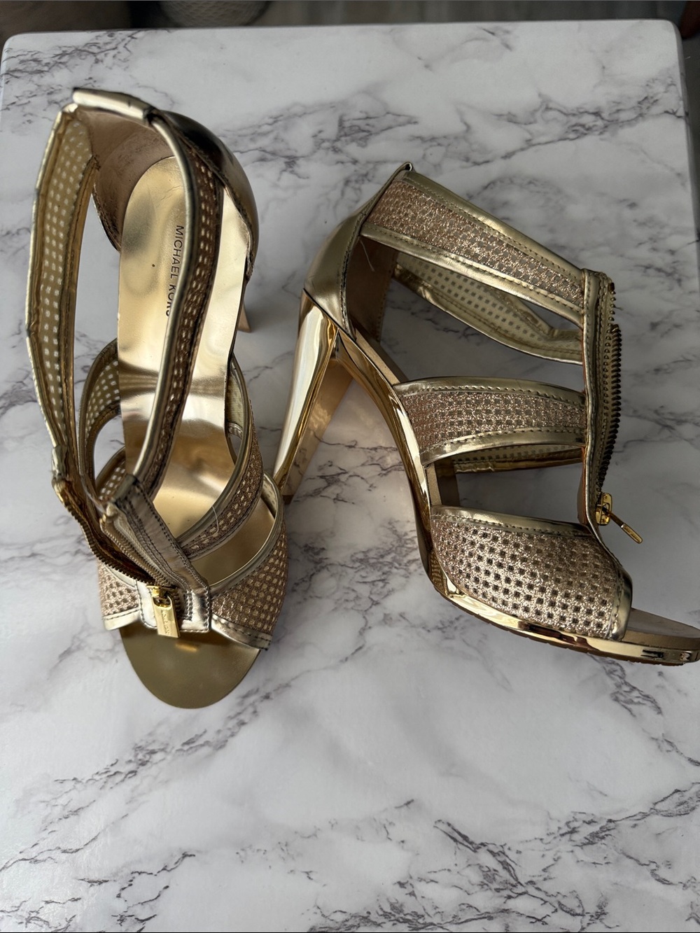 Michael Kors Metallic Gold Strappy High-Heel shoes
